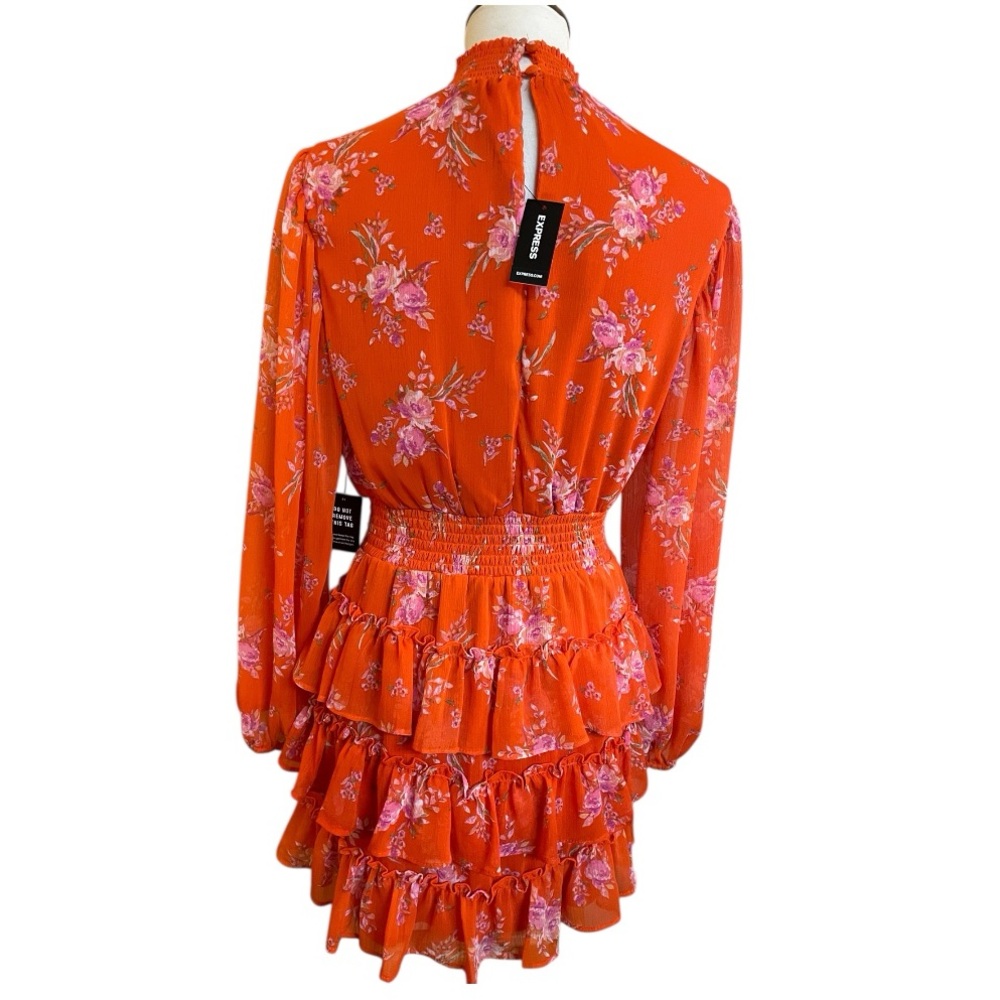 Floral Ruffle Dress in Vibrant Orange - Picture 4 of 15